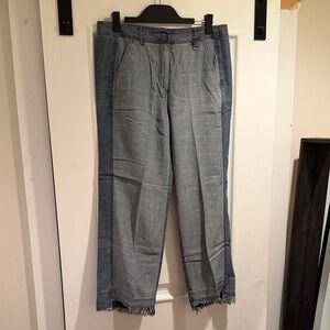 Trina Turk Two-Tone Light and Medium Blue Cropped Soft lightweight Jeans